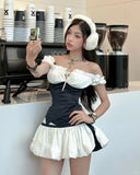 College Style Black And White Splicing Flower Bud Skirt 20th Birthday Homecoming Dress HZ1022