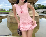 Cute Pink Sleeveless 3D Flower Bud Skirt Mini 16th Birthday Homecoming Dress HZ1022