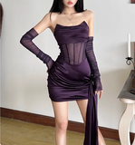 Charming Purple Herringbone Satin Hip-hugging Bodycon 22nd Birthday Homecoming Dress HZ1022