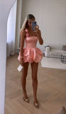 Sexy 17th Birthday Dresses Pink Satin Birthday Outfits For Teens HZ1022