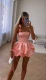Sexy 17th Birthday Dresses Pink Satin Birthday Outfits For Teens HZ1022