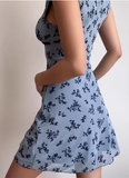 Retro Cute Girl V-neck Slim Print 19th Birthday Homecoming Dress HZ1022