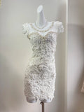 Elegant White Pearl Round Neck Lace Tight Hip 19th Birthday Homecoming Dress HZ1022