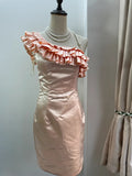 Cute Pink Off-shoulder Satin Tight-fitting Hip 17th Birthday Homecoming Dress HZ1022
