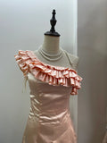 Cute Pink Off-shoulder Satin Tight-fitting Hip 17th Birthday Homecoming Dress HZ1022