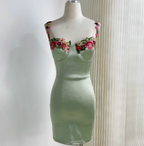 Retro Embroidered Suspenders Slim Fit Hip 17th Birthday Homecoming Dress HZ1022