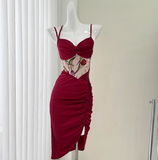 Sexy Satin Halter Waist Print Mermaid Homecoming Dress HZ1022