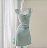 Simple Square Neck Sleeveless Suspenders Slim Fit 17th Birthday Homecoming Dress HZ1022