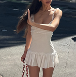 Sexy Low-cut Earrings Sling Pleated Slim Fit A-line Homecoming Dress HZ1022