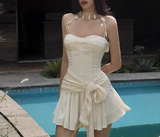 Pure Desire Style One Shoulder Halter Neck Tube Top Pleated Bow a-line 19th Birthday Homecoming Dress HZ1022