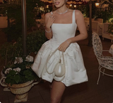 French Style White Fluffy Bud Sling 17th Birthday Homecoming Dress HZ1022