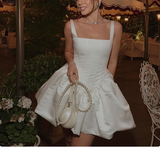 French Style White Fluffy Bud Sling 17th Birthday Homecoming Dress HZ1022