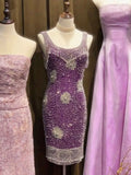 Charming Purple Heavy Work Luxury Beaded Slim Fit 17th Birthday Homecoming Dress HZ1022