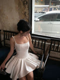 Cute Pearl Strap Square Neck Irregular Skirt 17th Birthday Homecoming Dress HZ1022