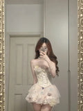 Cute Pink 3D Flower Corset With Bud Skirt 17th Birthday Homecoming Dress HZ1022