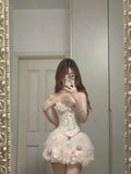 Cute Pink 3D Flower Corset With Bud Skirt 17th Birthday Homecoming Dress HZ1022