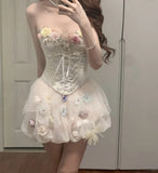 Cute Pink 3D Flower Corset With Bud Skirt 17th Birthday Homecoming Dress HZ1022