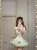 Fresh Green Tulle Herringbone Bustier Mini Homecoming Dress HZ1022