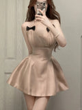 Sweet Pink Halter Neck Bow Satin A-Line Homecoming Dress HZ1022