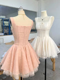 Sweet Strapless Lace A-Line Mini 17th Birthday Homecoming Dress HZ1022