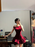 Sexy Red Sleeveless Waisted Flower Bud Skirt 17th Birthday Homecoming Dress HZ1022