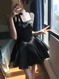 Cute Black Satin Bow A-Line Mini 17th Birthday Homecoming Dress HZ1022
