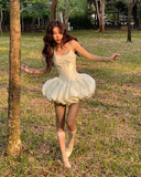 Cute Princess Sling Slim Fishbone Puffy Skirt 17th Birthday Homecoming Dress HZ1022