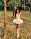 Cute Princess Sling Slim Fishbone Puffy Skirt 17th Birthday Homecoming Dress HZ1022