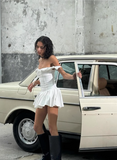 Pure Desire Girl V-neck Slim-fitting Lace-up Bow Waist A-line 17th Birthday Homecoming Dress HZ1022
