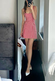 Sweet Checkered Strap Birthday Skirt Homecoming Dress HZ1022