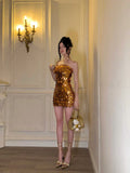Shiny Sequined Tube Top Bodycon Birthday Short Skirt Homecoming Dress HZ1022