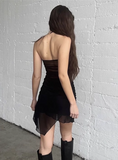 Sexy Black Mesh Backless Homecoming Dress HZ1022