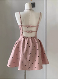 Sweet Bow Backless Pink Sling Puffy Birthday Dress Homecoming Dress HZ1022