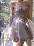 Sweet Purple Princess Puffy Strapless Homecoming Dress HZ1022