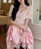 Sweet Pink Lace Short Sleeve Herringbone Short A-line 17th Birthday Homecoming Dress HZ1022