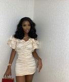Elegant One Shoulder Satin Pleated Tight Hip 17th Birthday Homecoming Dress HZ1022