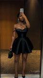 Sexy Strap Sweetheart Neck Black A-Line Birthday Dress Homecoming Dress HZ1022