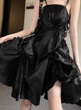 Sweet Satin Tube Top Strap Irregular Puffy Birthday Dress Homecoming Dress HZ1022