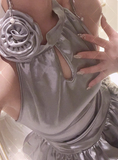 Shiny Silver Halter Neck Sexy Backless Waist Satin Birthday Dress Homecoming Dress HZ1022