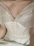 Princess Light Luxury Sling Rhinestone Bow Shiny 17th Birthday Homecoming Dress HZ1022