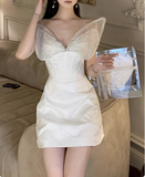 Princess Light Luxury Sling Rhinestone Bow Shiny 17th Birthday Homecoming Dress HZ1022