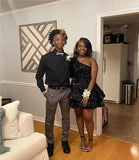 Sexy Birthday Dresses Black Sequin Homecoming Dresses Birthday Outfits HZ1022