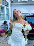 Cute White Tube Top Irregular Skirt Birthday Dress Homecoming Dress HZ1022