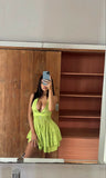 Sexy Green Deep V-Neck Halter Neck Mini 17th Birthday Homecoming Dress HZ1022