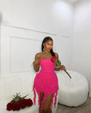 Sexy Pink Tube Top Ruffle Tight Hip 17th Birthday Homecoming Dress HZ1022