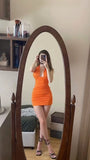 Beautiful Orange Halter Neck Deep V neck Revealing Backpack Hip 17th Birthday Homecoming Dress HZ1022