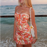 Sexy Orange Tube Top Printed Hip 17th Birthday Homecoming Dress HZ1022
