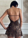 Sexy Leopard Print V-neck Suspender Hip 19th Birthday Homecoming Dress HZ1022