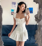 Sexy Low-cut Ruffled Waist Halter Neck A-line 17th Birthday Homecoming Dress HZ1022