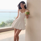 Cute Bow Lace V-neck Sling Flower Bud Skirt 17th Birthday Homecoming Dress HZ1022